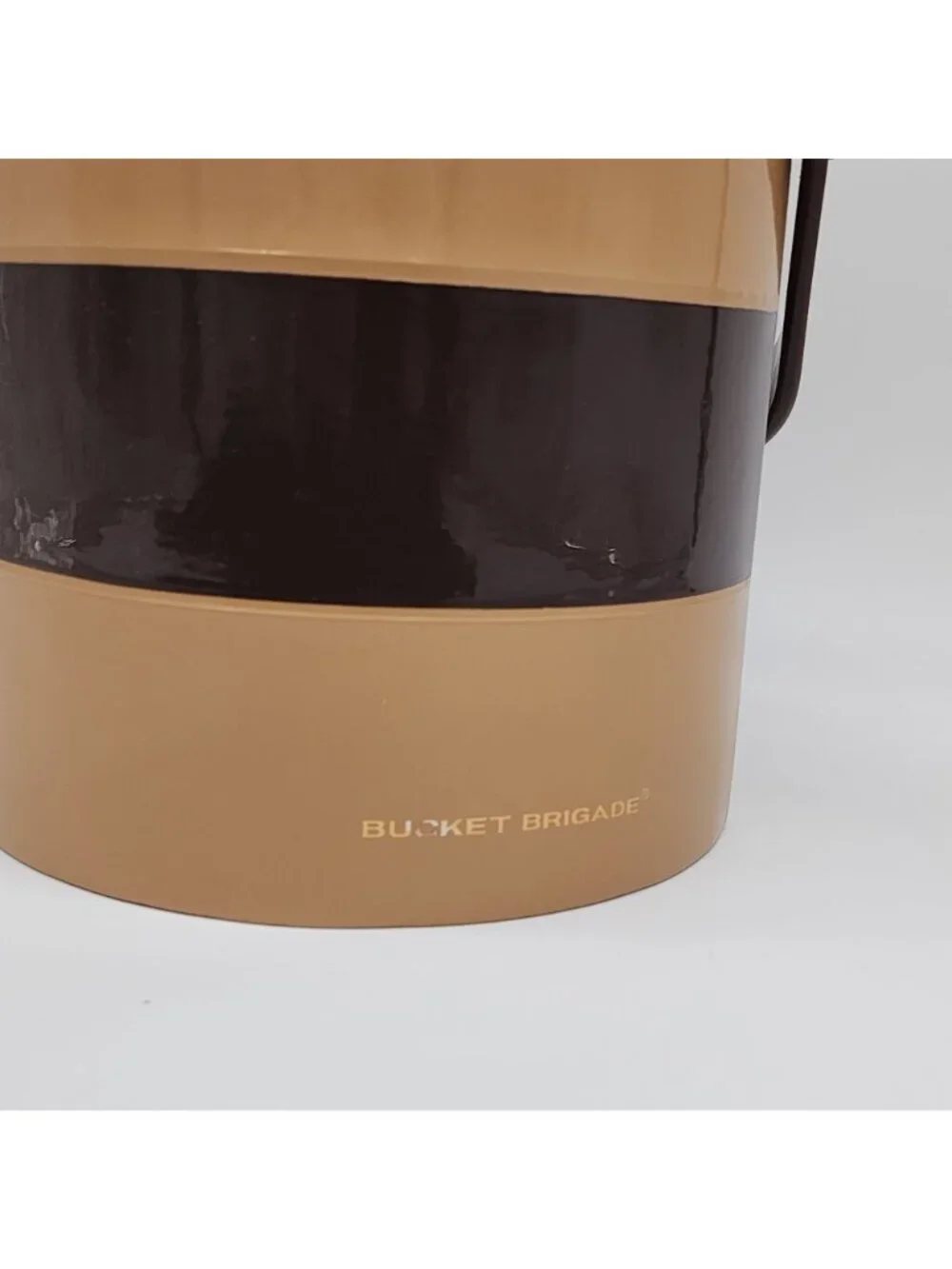 MCM Ice Bucket Brown Tan Stripe Acrylic and Plastic by Morgan Designs - Picture 5 of 9